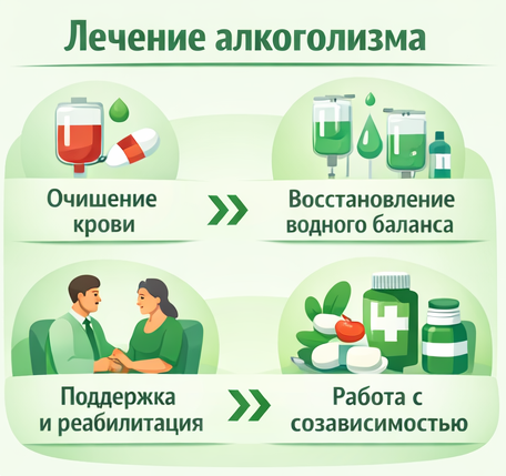 лечение алкоголизма в Железногорске-Илимском этапы